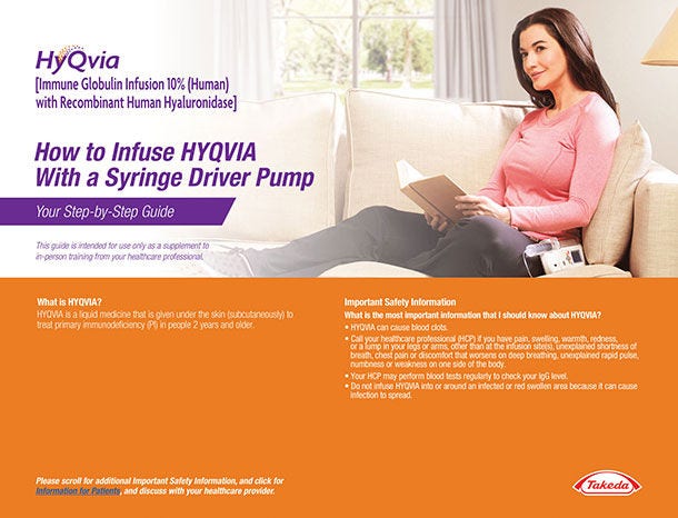 Thumbnail PDF of how to Infuse HyQvia With a Syringe Driver Pump guide.